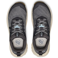 Pair of black Keen shoes on a white background