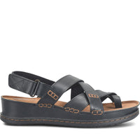 Quarter turn Women's BORN Footwear style name Eton in color Black. Sku: BR0072703