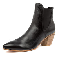 Side View Women's Django & Juliette Jinks Boot In Black/ Natural Heel Leather Sku: Dj15165Bblle