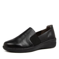 Women's Shoe, Brand Ziera Nannu in Wide in Black/ Black Sole Leather shoe image quarter turned