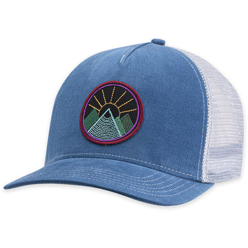 Quarter turn view Women's Pistil Hats style name Viva Trucker in color Marine. Sku: 0051-MARINE