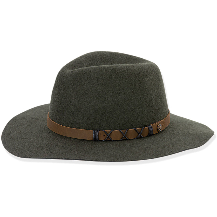 Quarter turn view Women's Pistil Hats style name Soho Wide Brim in color Olive. Sku: 0248-OLIVE