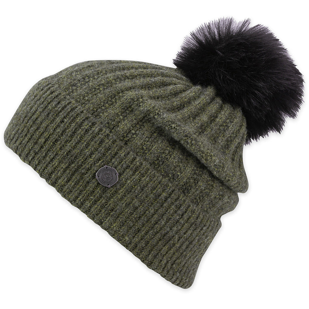 Quarter view Unisex Pistil Apparel style name Piper Beanie in color Olive. Sku: 0270-OLIVE