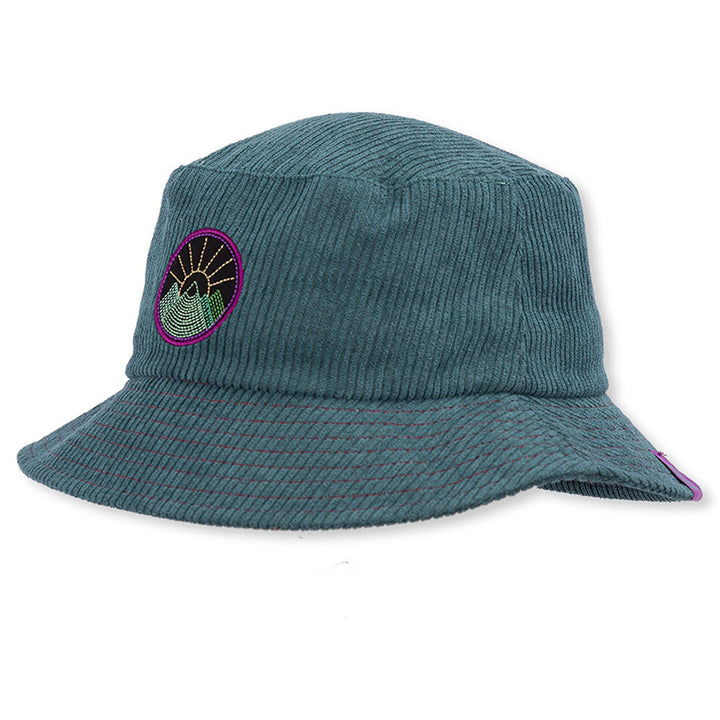 Quarter view Women's Pistil Apparel style name Bondi Corduroy Bucket in color Teal. Sku: 0358-TEAL