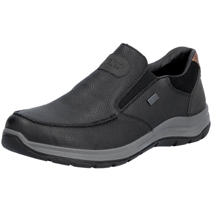 Quarter turn view Men's Rieker Footwear style name Todd 51 Waterproof in color Schwarz. Sku: 03651-00