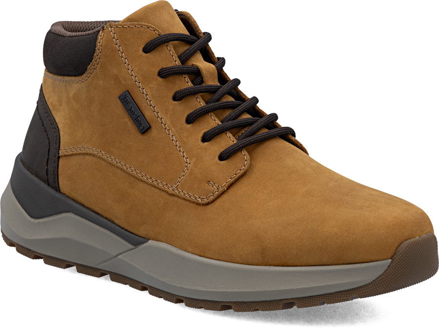 Quarter turn view Men's Rieker Footwear style name Thorben 01 Waterproof in color BTTR/MOBRN. Sku: 06001-68