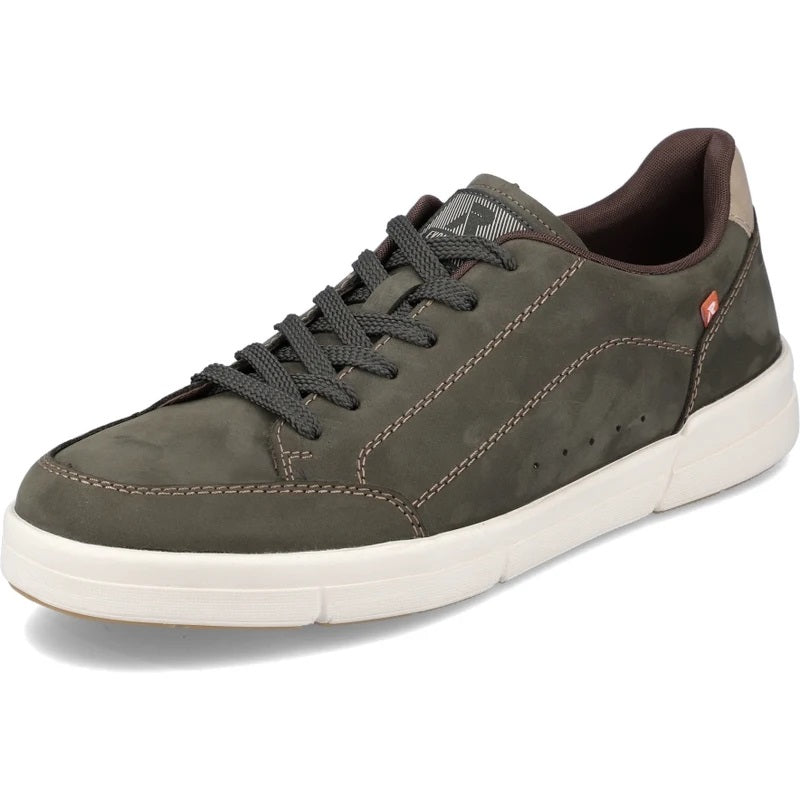 Quarter view Men's R-Evolution Footwear style name Spencer 08 in color Moor/Porzellan. Sku: 07108-54