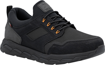 Quarter turn view Men's Rieker Footwear style name Morgan 02 in color SCHWARZ. Sku: 09102-00