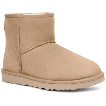 Quarter turn view Women's UGG Footwear style name Classic Mini II in color Sand. Sku: 1016222SAND