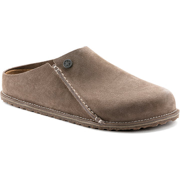 Quarter view Women's Birkenstock Footwear style name Zermatt 365 Narrow color Gray Taupe Suede. Sku: 1021366