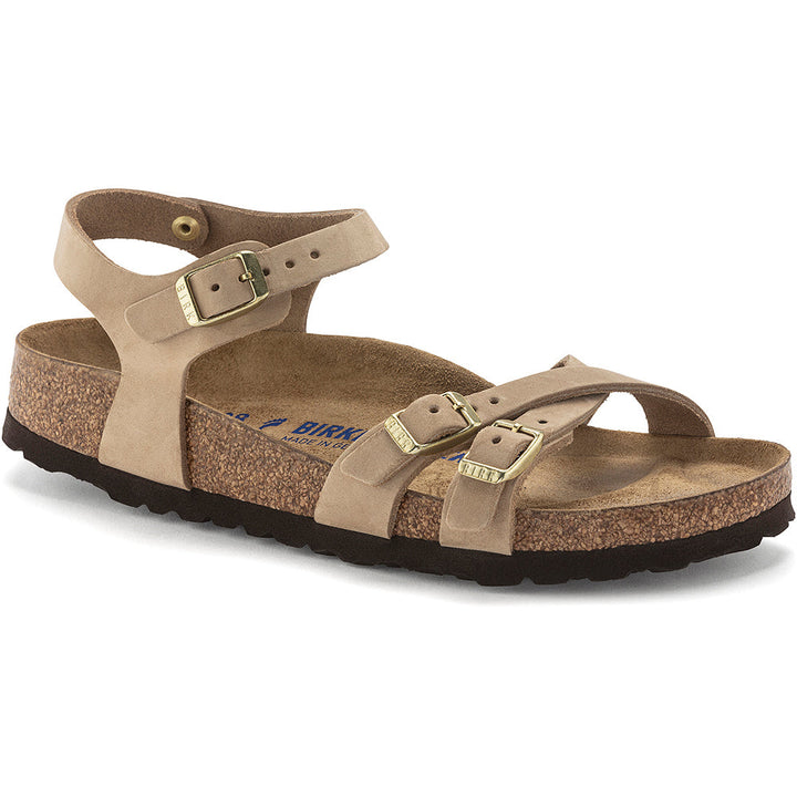 Quarter view Women's Birkenstock Footwear style name Kumba Soft Footbed Regular in color Sandcastle. Sku: 1024268