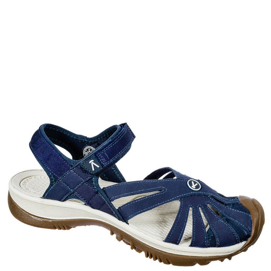 Quarter view Women's Footwear style name ROSE SANDAL in color Navy. SKU: 1025126