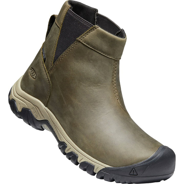 Quarter view Women's Keen Footwear style name Greta Chelsea Waterproof color Olive/ Timberwolf. Sku: 1025527