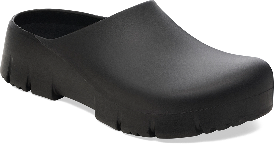 Quarter turn view Unisex Birkenstock Footwear style name Super Birki 2.0 Regular in color BLACK. Sku: 1025969