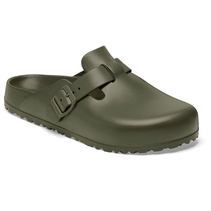 Quarter view Men's Birkenstock Footwear style name Boston Eva Regular in color Khaki. Sku: 1026215