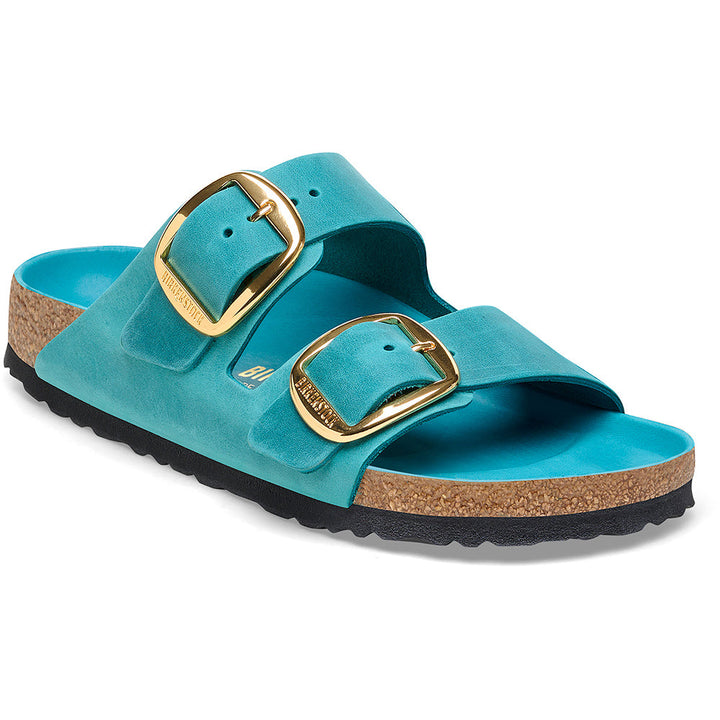 Quarter view Women's Birkenstock Footwear style name Arizona Big Buckle Narrow in color Biscay Bay. Sku: 1026634