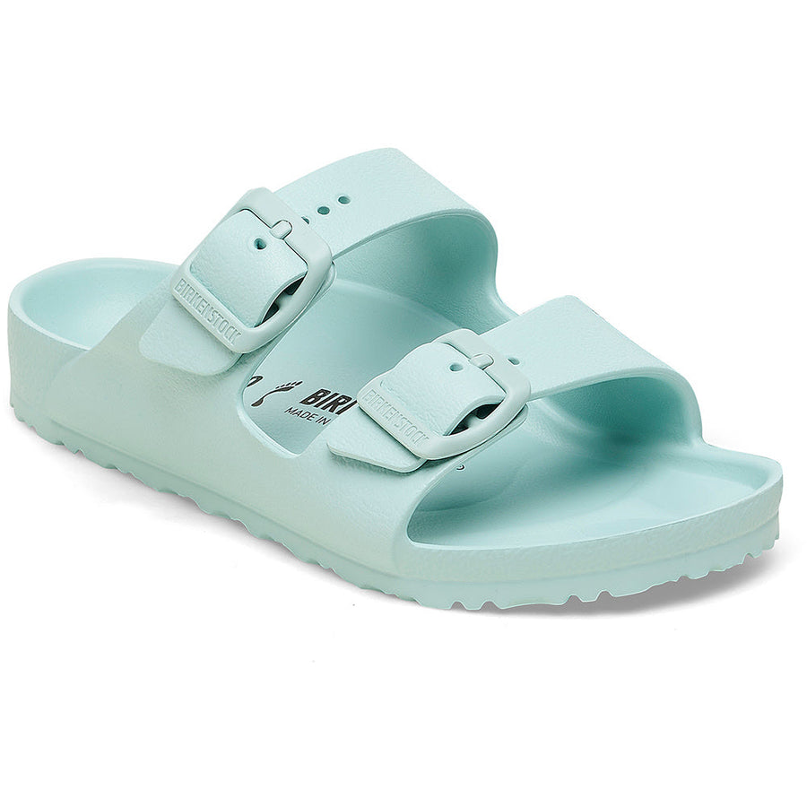 Quarter view Kid's Birkenstock Footwear style name Arizona Eva Kids in color Surf Green. Sku: 1026753