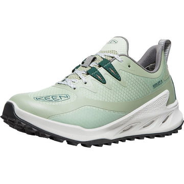 Quarter view Women's Keen Footwear style name Zionic Waterproof in color Desert Sage. Ember Glow. Sku: 1028048