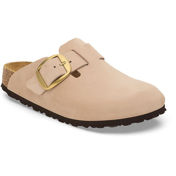 Quarter turn view Women's Birkenstock Footwear style name Boston Big Buckle Narrow in color Oswego Canvas. Sku: 1028052