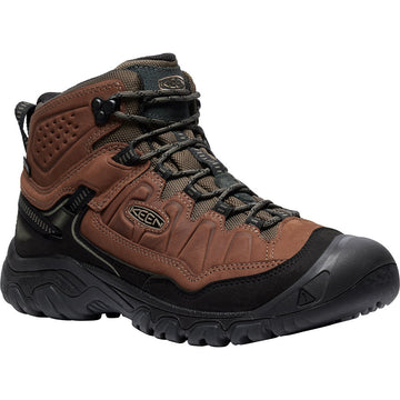 Quarter view Men's Keen Footwear style name Targhee Iv Mid Waterproof in color Bis/Black. Sku: 1028988