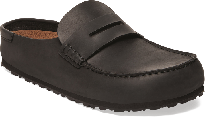 Quarter turn view Men's Birkenstock Footwear style name Naples 2.0 Oiled Men in color HABANA. Sku: 1029711