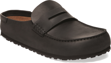 Quarter turn view Men's Birkenstock Footwear style name Naples 2.0 Oiled Men in color HABANA. Sku: 1029711