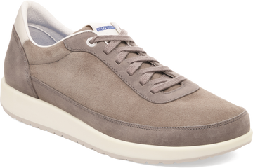 Quarter turn view Men's Birkenstock Footwear style name Honnef City Regular in color STONE COIN. Sku: 1030126