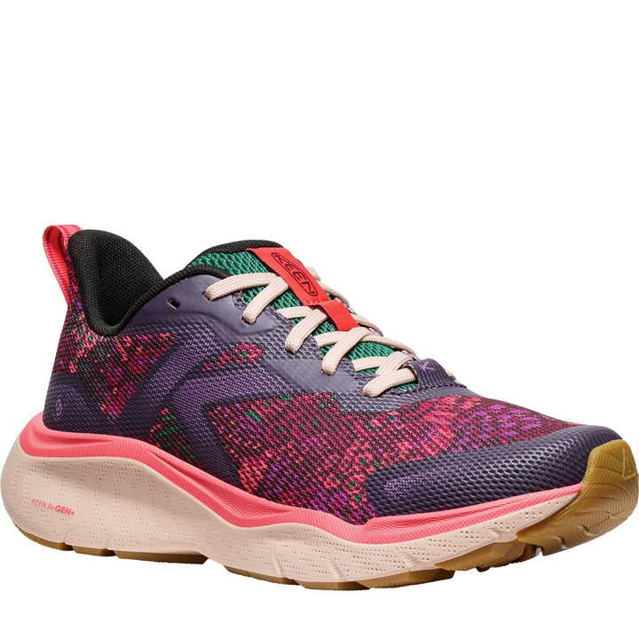 Quarter turn Women's Keen Footwear style name Leiki Speed in color Plum Perfection/ Floral. Sku: 1030369