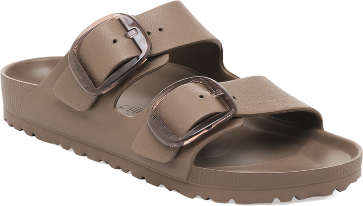 Quarter turn view Women's Birkenstock Footwear style name Arizona Eva Big Buckle Narrow in color GRAY TAUPE. Sku: 1030389