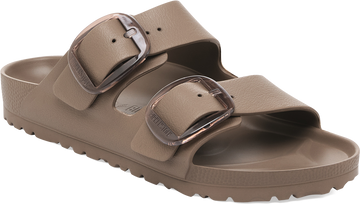 Quarter turn view Women's Birkenstock Footwear style name Arizona Eva Big Buckle Narrow in color GRAY TAUPE. Sku: 1030389