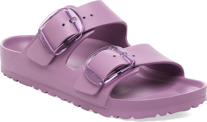 Quarter turn view Women's Birkenstock Footwear style name Arizona Eva Big Buckle Narrow in color MAUVE. Sku: 1030412