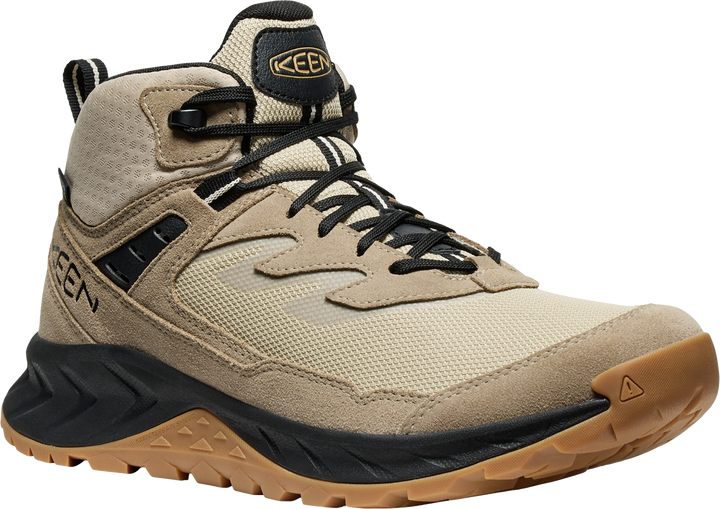 Quarter turn view Men's KEEN Footwear style name Hightrail Mid Waterproof Wide in color BRIND/OAK. Sku: 1030508