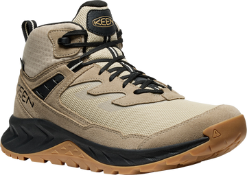 Quarter turn view Men's KEEN Footwear style name Hightrail Mid Waterproof Wide in color BRIND/OAK. Sku: 1030508