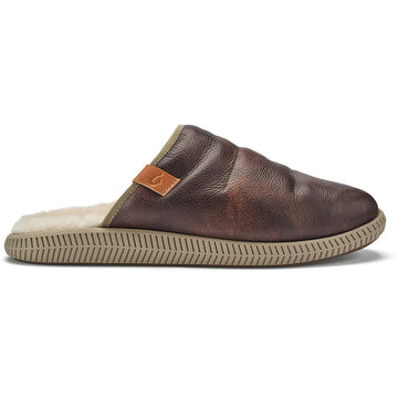 Quarter view Men's Olukai Footwear style name Mua Ili color Dark Wood/ Silt. Sku: 10502-6321