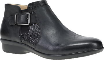 Quarter turn view Women's Dansko Footwear style name Carolyn in color BLK BRN CA. Sku: 10510020200