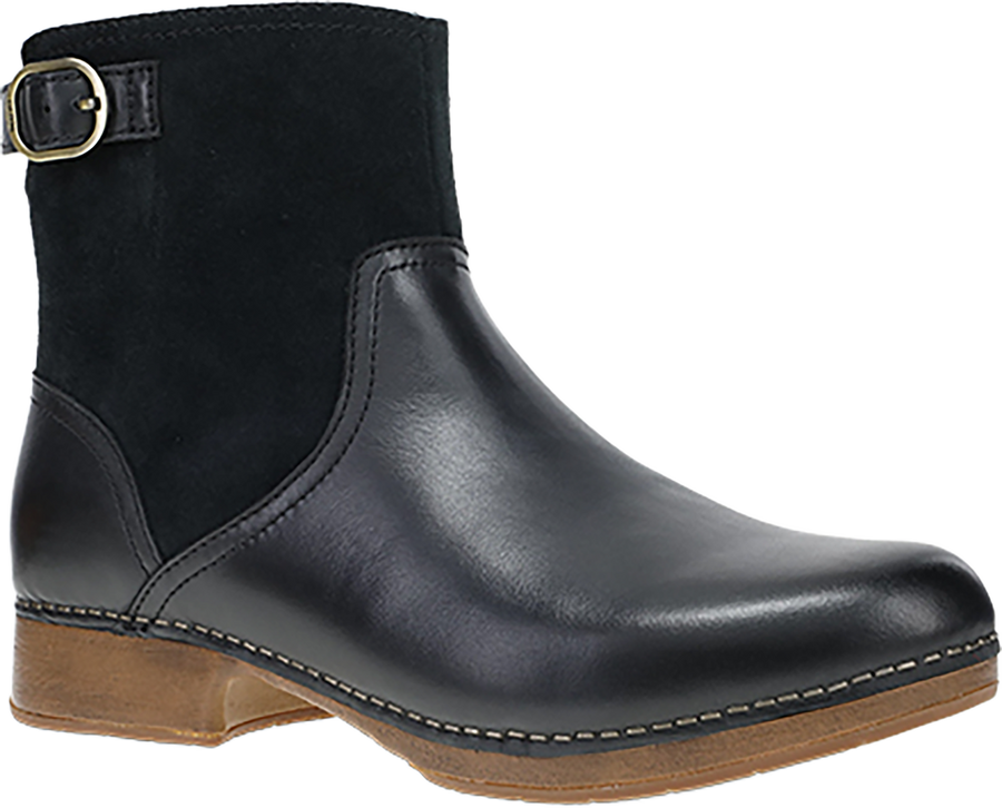 Quarter turn view Women's Dansko Footwear style name Monique in color BLACK BRN. Sku: 10703020600