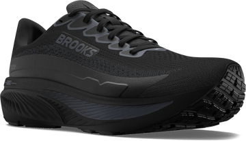 Quarter turn view Men's Brooks Footwear style name Ghost 17 GTX Medium in color BLK/BLK/EB. Sku: 110462-1D020
