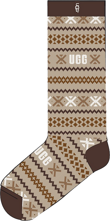 Quarter turn view Women's UGG Sock style name Leslie Graphic Crew Sock in color CMLTG. Sku: 1105868-CMLTG