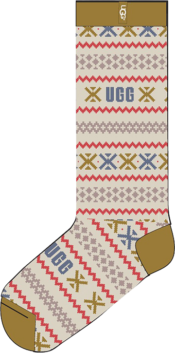Quarter turn view Women's UGG Sock style name Leslie Graphic Crew Sock in color OTG. Sku: 1105868-OTG
