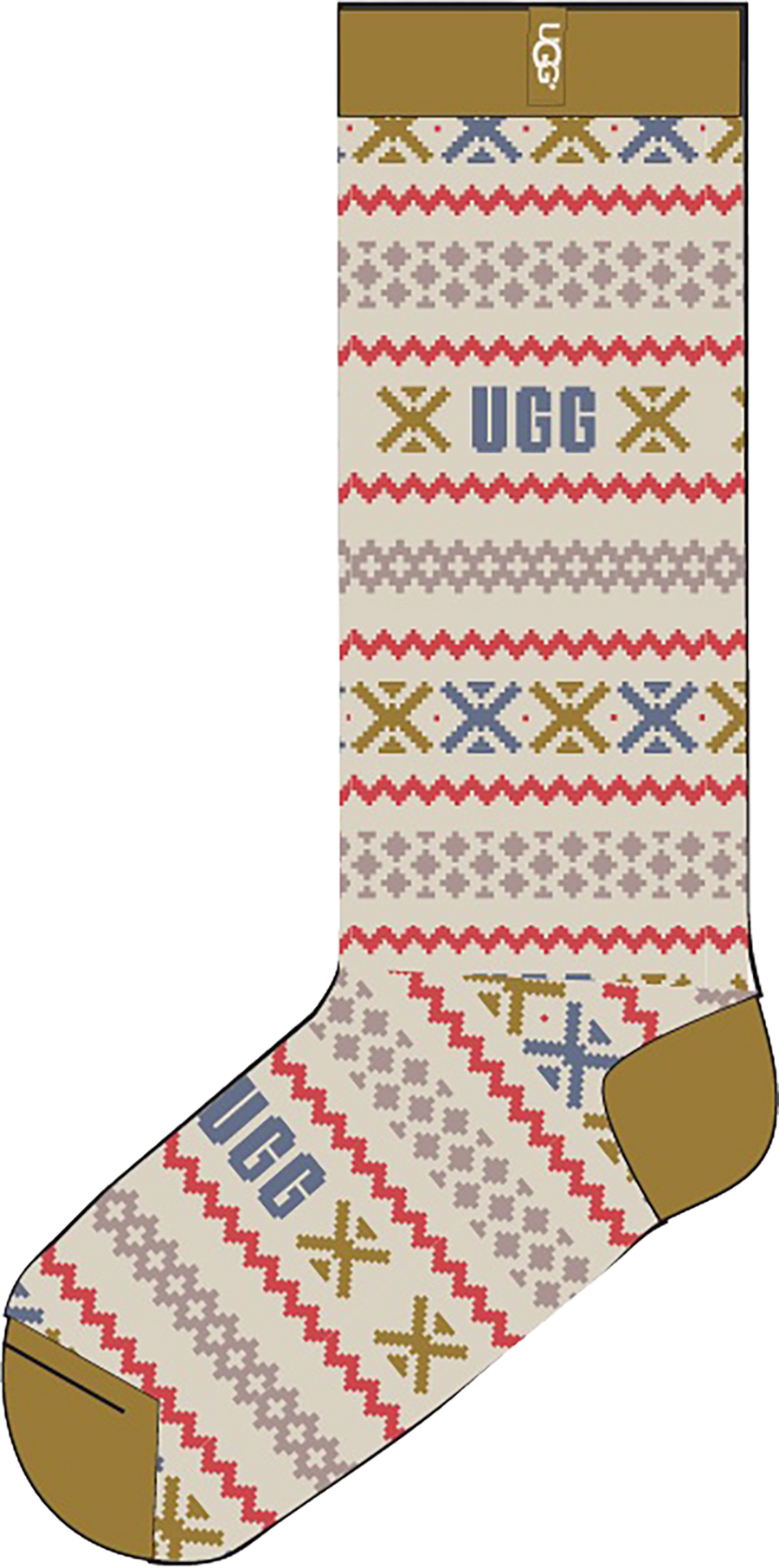 Quarter turn view Women's UGG Sock style name Leslie Graphic Crew Sock in color OTG. Sku: 1105868-OTG