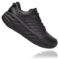 Side view Men's Hoka Bondi Slip Resistant in Black. Sku: 1110520BBLC