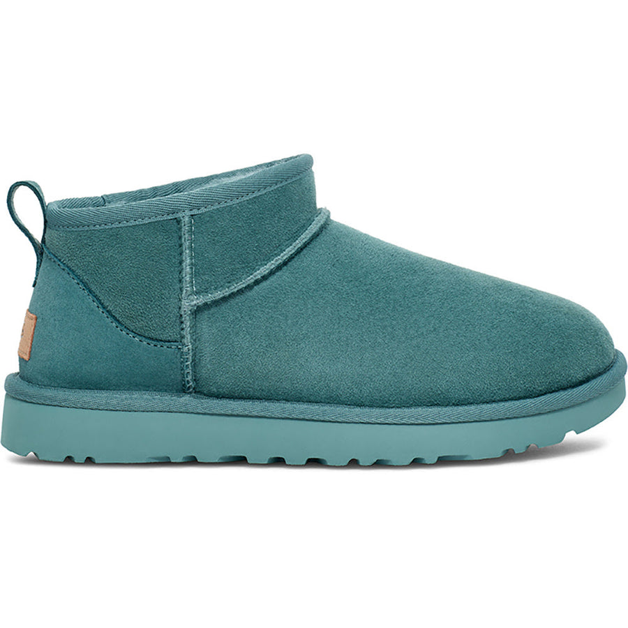 Quarter turn view Women's UGG Footwear style name Classic Ultra Mini in color Deep Ice. Sku: 1116109DEE