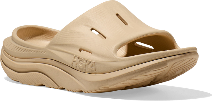 Quarter turn view Women's HOKA Footwear style name Ora Recovery Slide 3 in color SSSS. Sku: 1135061-SSSS
