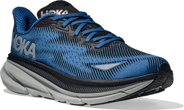 Quarter turn view Men's HOKA Footwear style name Clifton 9 GTX in color BGYN. Sku: 1141470F-BGYN
