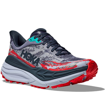 Quarter turn view Men's Hoka Footwear style name Stinson 7 in color Anchor/ Gull. Sku: 1141530-ANCH