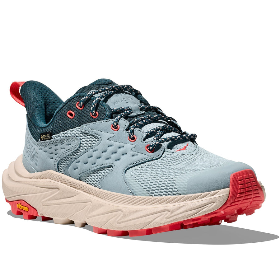 Quarter turn view Women's Hoka Footwear style name Anacapa 2 Low GTX in color Druzy/ Dawn Light. Sku: 1142830F-DZYD