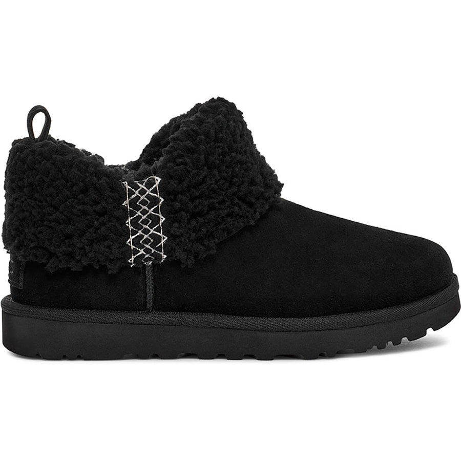 Quarter view Women's UGG Footwear style name Ultra Mini Ugg Braid in color Black. Sku: 1151750BLK