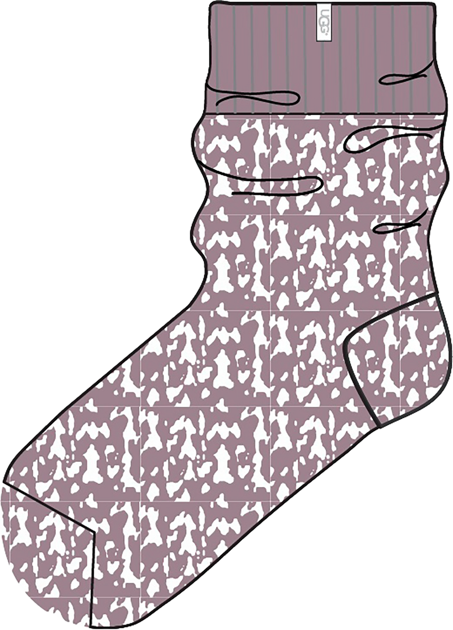 Quarter turn view Women's UGG Sock style name Rib Knit Slouchy Quarter in color SHADOW. Sku: 1153340-SHAD