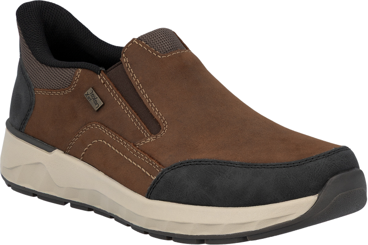 Quarter turn view Men's Rieker Footwear style name Bruce 51 Waterproof in color SCHWZ/BRUN. Sku: 11551-22