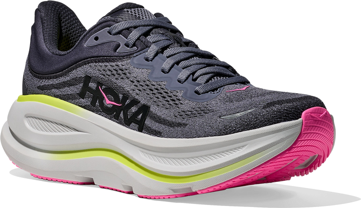 Quarter turn view Women's HOKA Footwear style name Bondi 9 in color CYG. Sku: 1162012-CYG